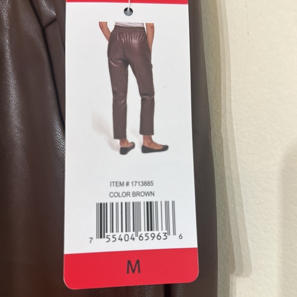 NWT DKNY Jeans Brown Faux Leather pants Size M - Picture 4 of 12